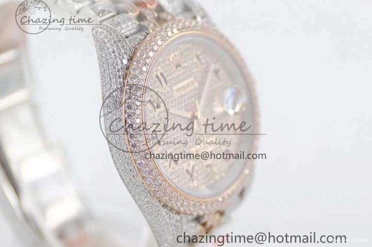 1225 Affordable Datejust 41 SS RG Full Diamonds TWF 1:1 Best Edition Arabic Markers Dial on Jubilee Bracelet A 2385